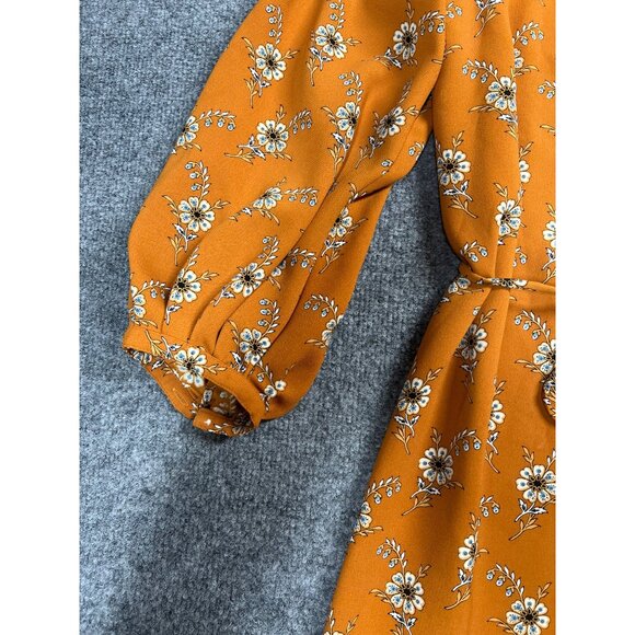 LOFT Women's Floral Print Long Sleeve Mini Dress With tie L fall look - Picture 6 of 8